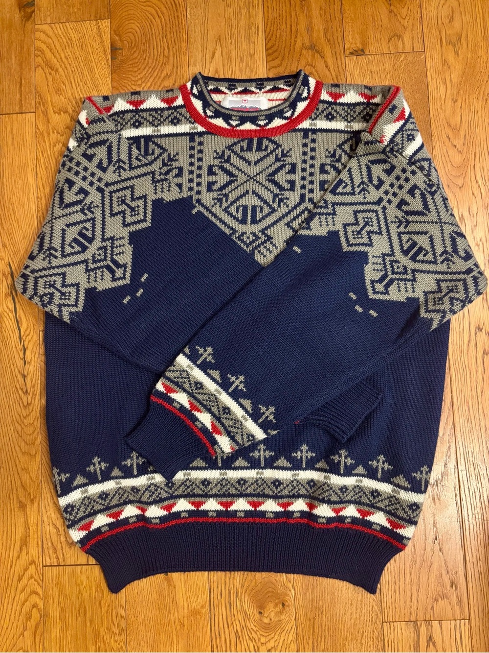 Obermeyer Matterhorn Men's Fair Isle Crewneck Ski Sweater - Blue/Green/Red